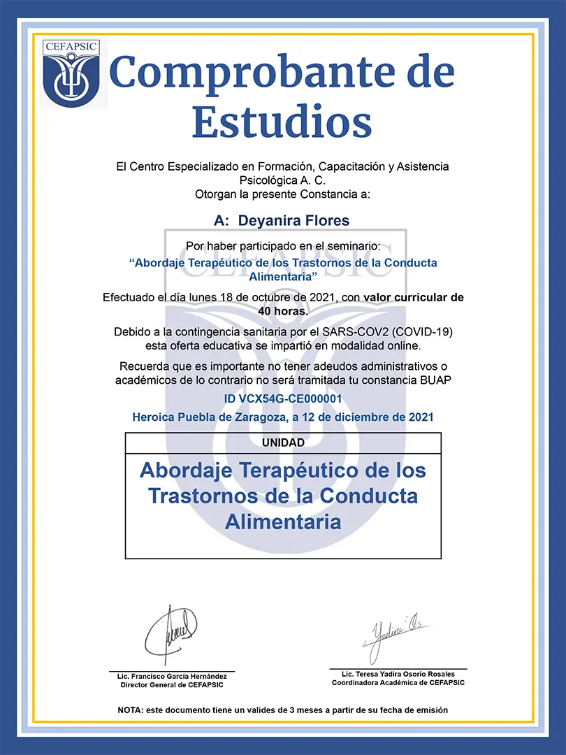 Seminario Abordaje Terapéutico de los Trastornos de la Conducta Alimentaria - Deyanira Flores